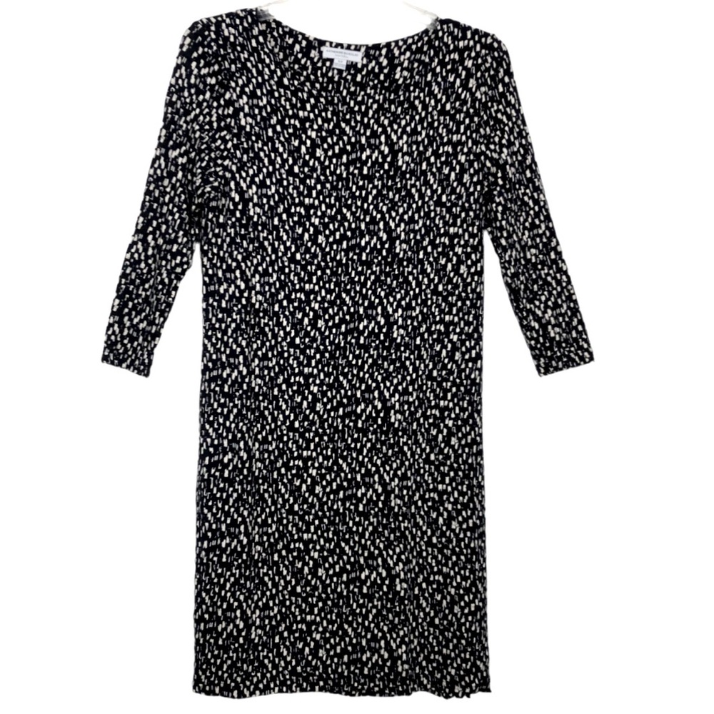 Katherine Barclay Black & Cream Print Shift Dress Size Small